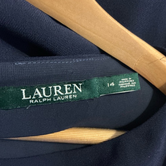 Ralph‎ Lauren Navy blue Sheath Dress with Bell Sleeves size 14 - Picture 3 of 11
